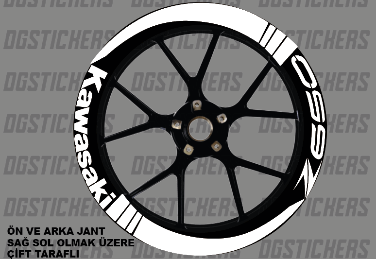 Kawasaki Z650 Beyaz Full Jant Sticker Set