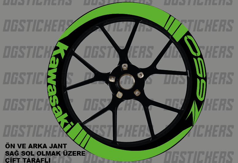 Kawasaki Z650 Yeşil Full Jant Sticker Set