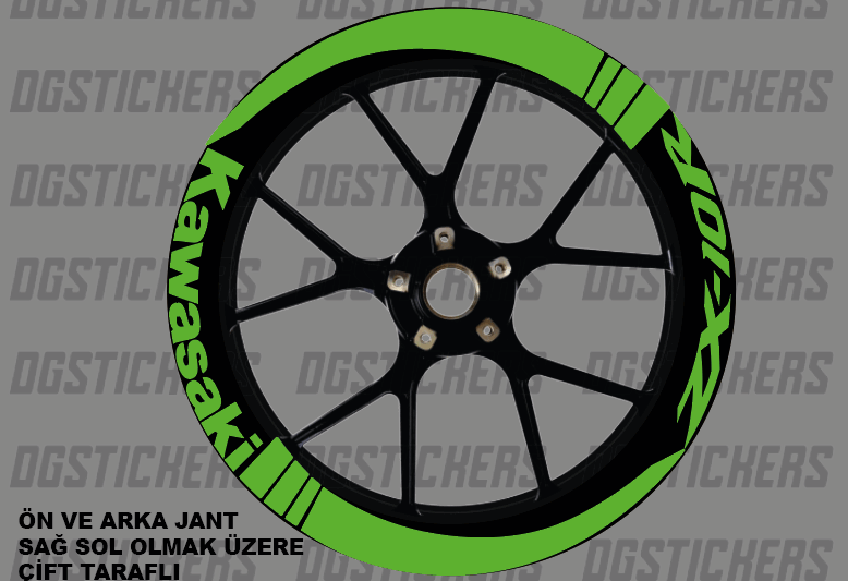 Kawasaki ZX-10R Yeşil Full Jant Sticker Set