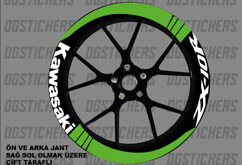 Kawasaki ZX-10R Yeşil-Beyaz 1 Full Jant Sticker Set