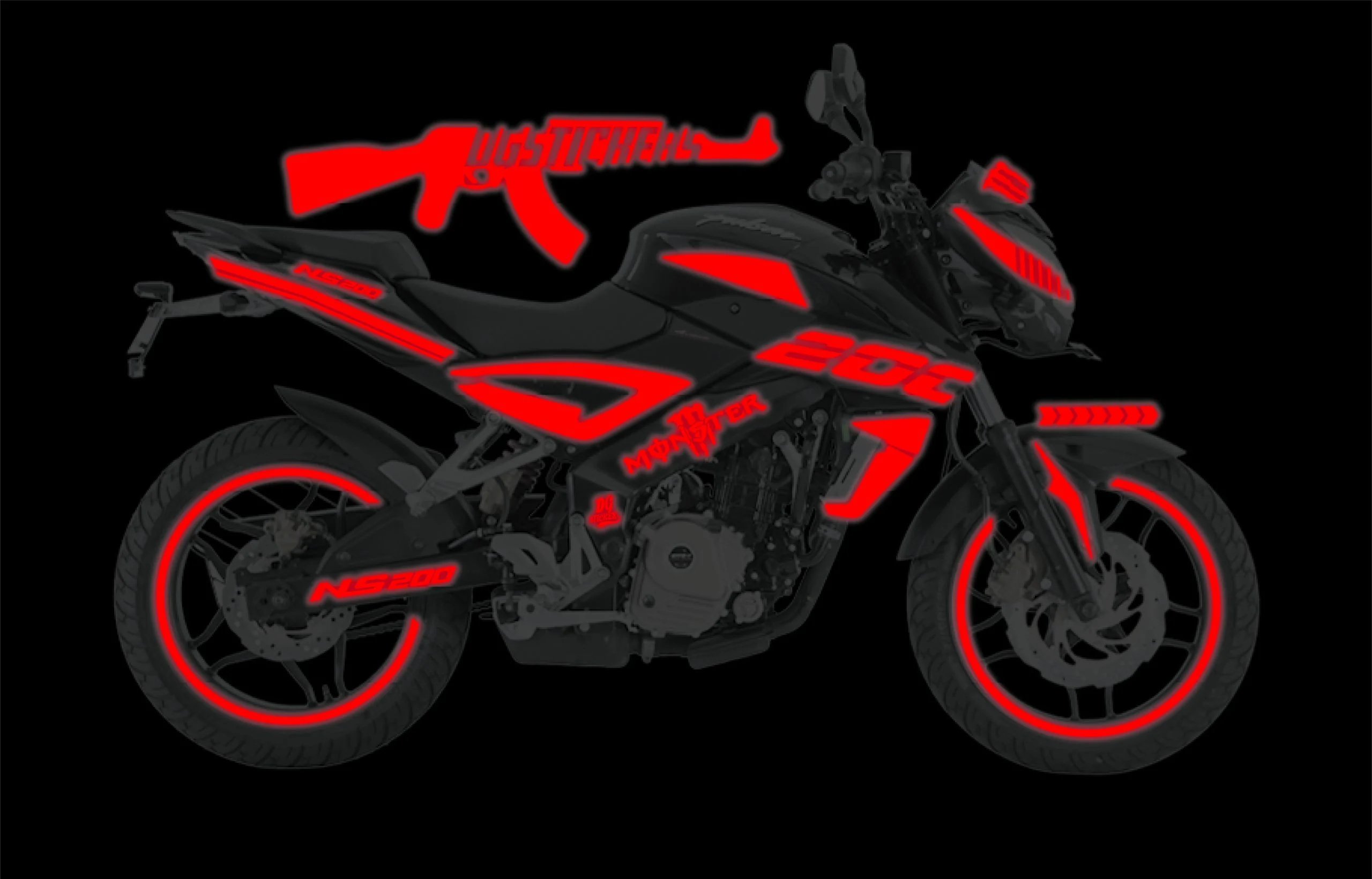 Bajaj Pulsar NS160 2014-2026 Reflektör Kırmızı kaplama seti detay görseli 2