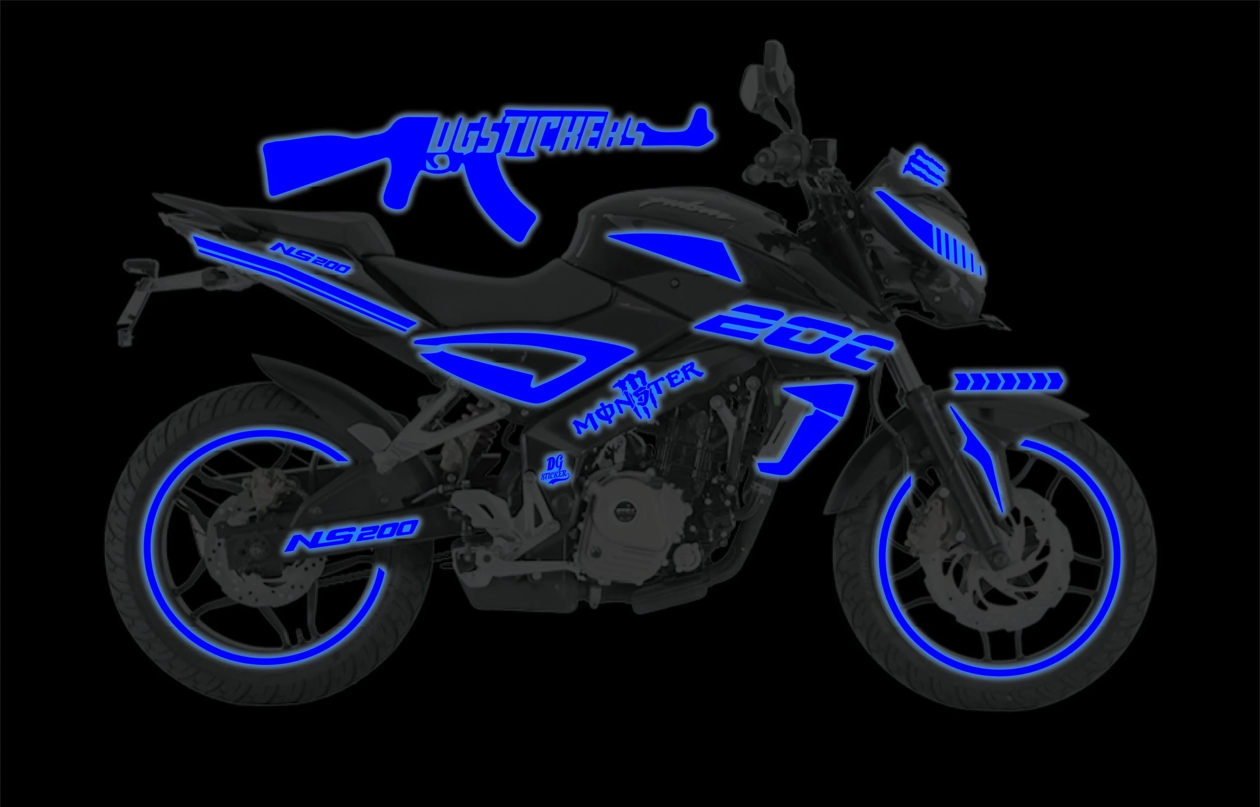Bajaj Pulsar NS160 2014-2026 Reflektör Mavi kaplama seti detay görseli 3