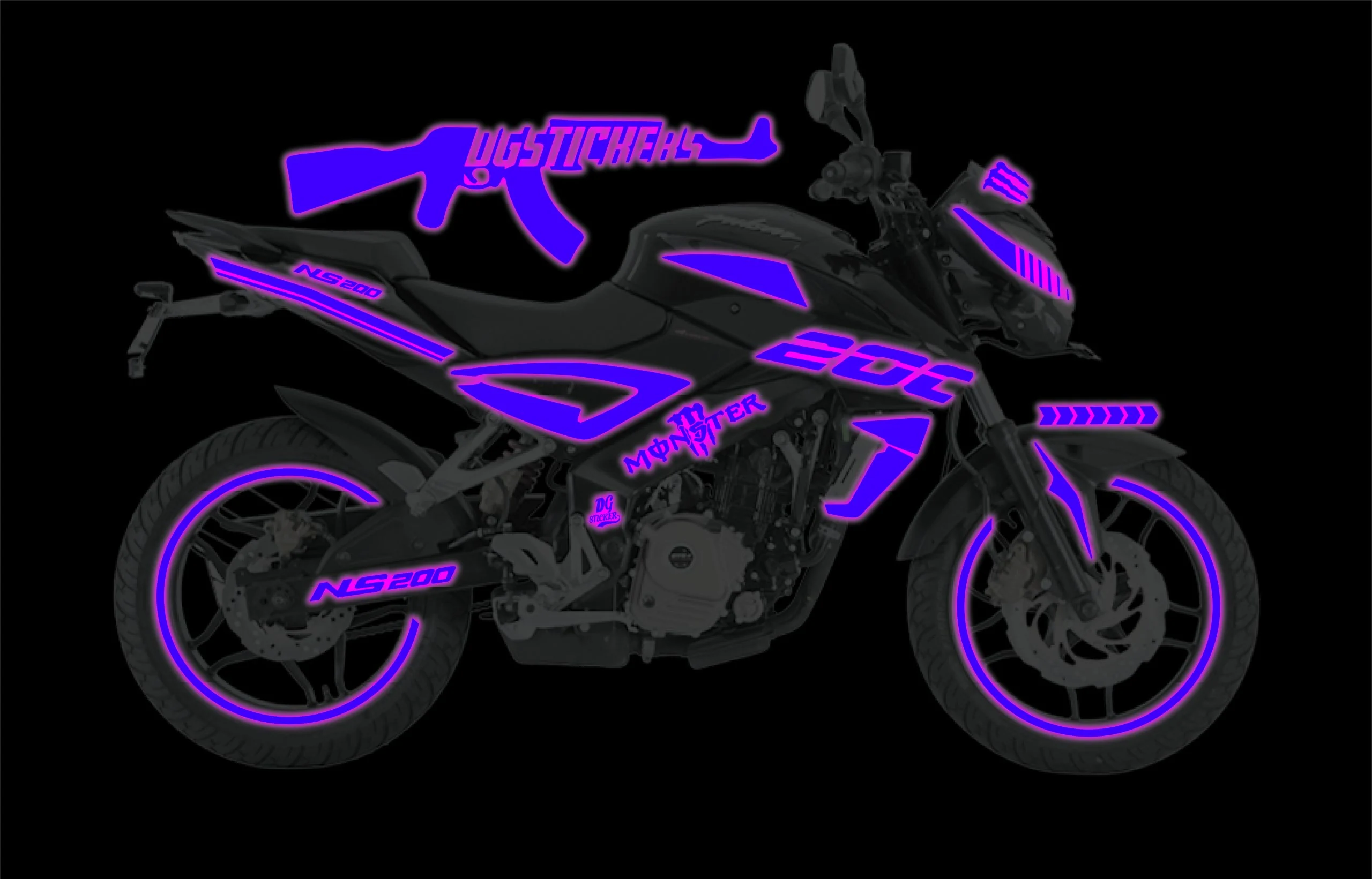 Bajaj Pulsar NS160 2014-2026 Reflektör Mor kaplama seti detay görseli 4
