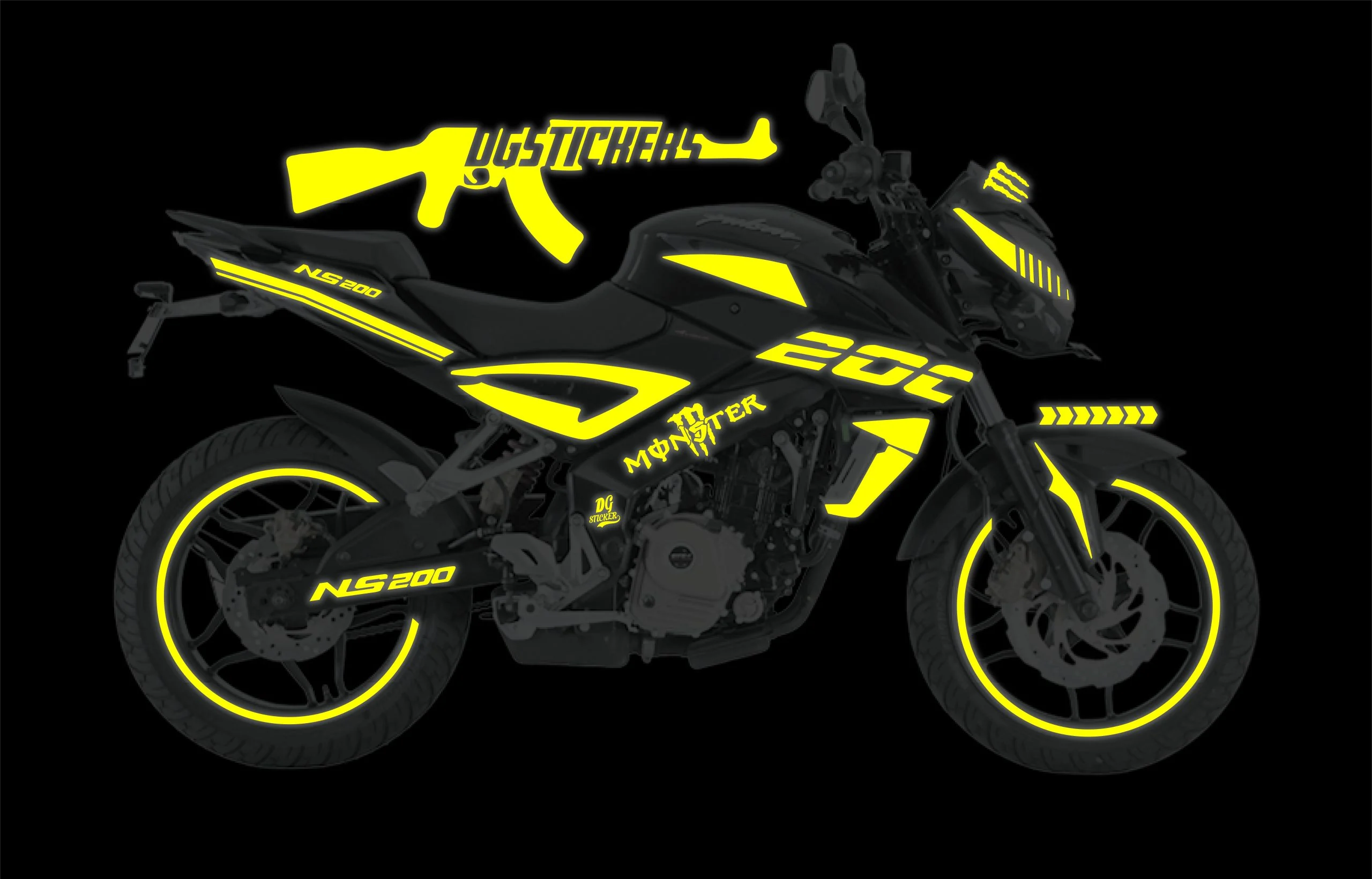 Bajaj Pulsar NS160 2014-2026 Reflektör Sarı kaplama seti detay görseli 5
