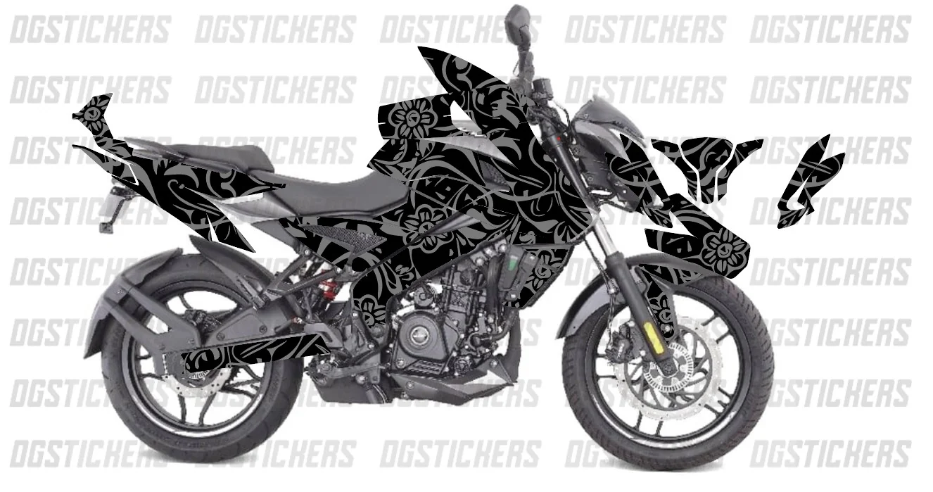Bajaj Pulsar NS200 2014-2026 Floral Siyah-Gri kaplama seti