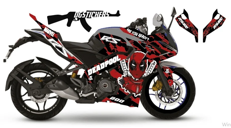 Bajaj Pulsar RS200 2014-2026 Deadpool Kırmızı kaplama seti