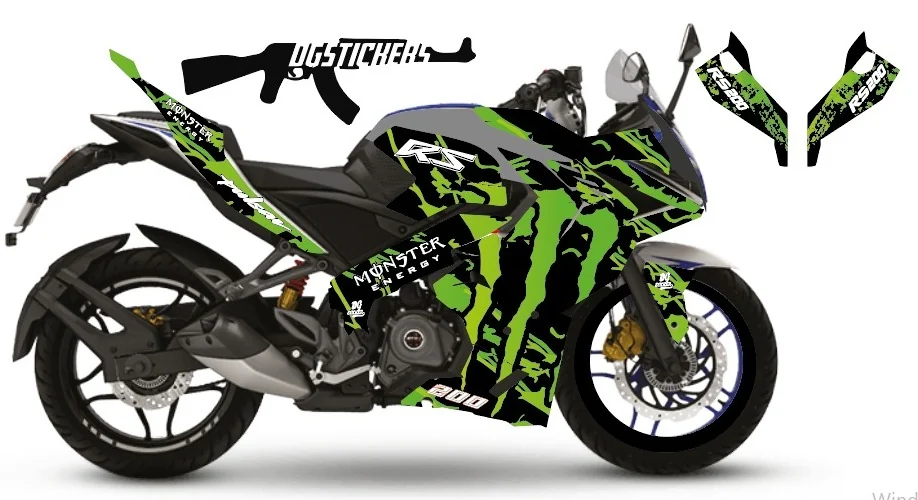Bajaj Pulsar RS200 2014-2026 Monster V2 Yeşil kaplama seti