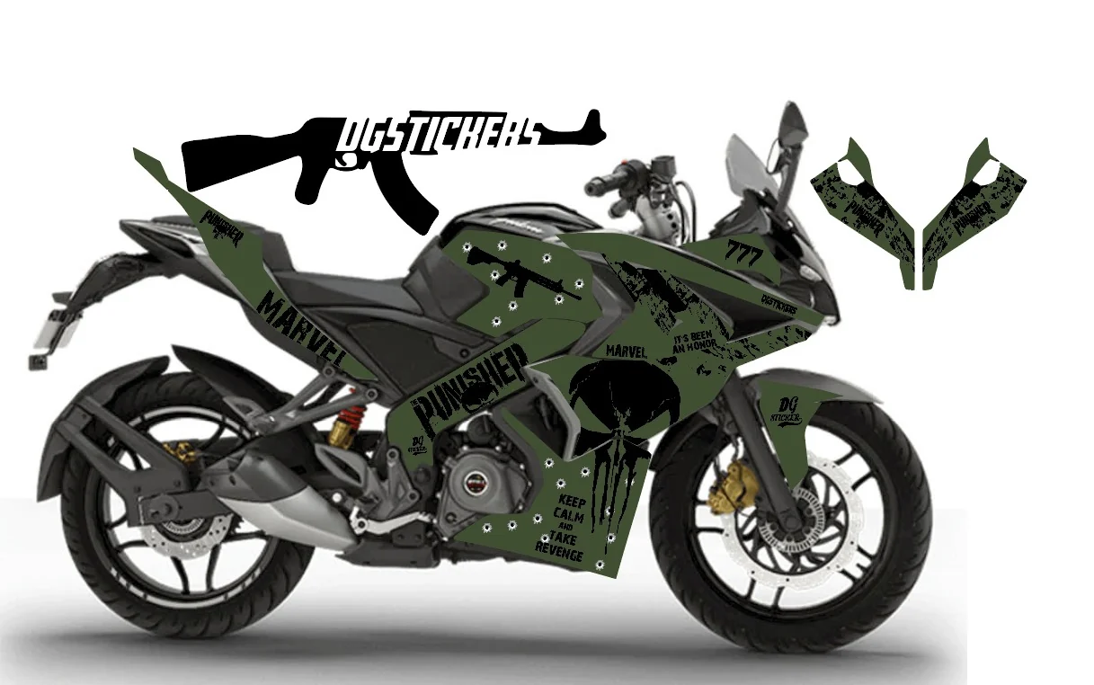Bajaj Pulsar RS200 2014-2026 Punisher kaplama seti