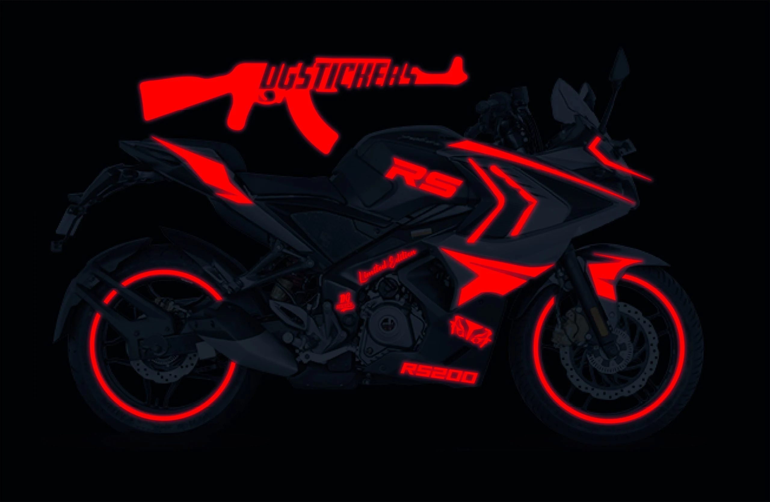 Bajaj Pulsar RS200 2014-2026 Reflektif Kırmızı kaplama seti detay görseli 2