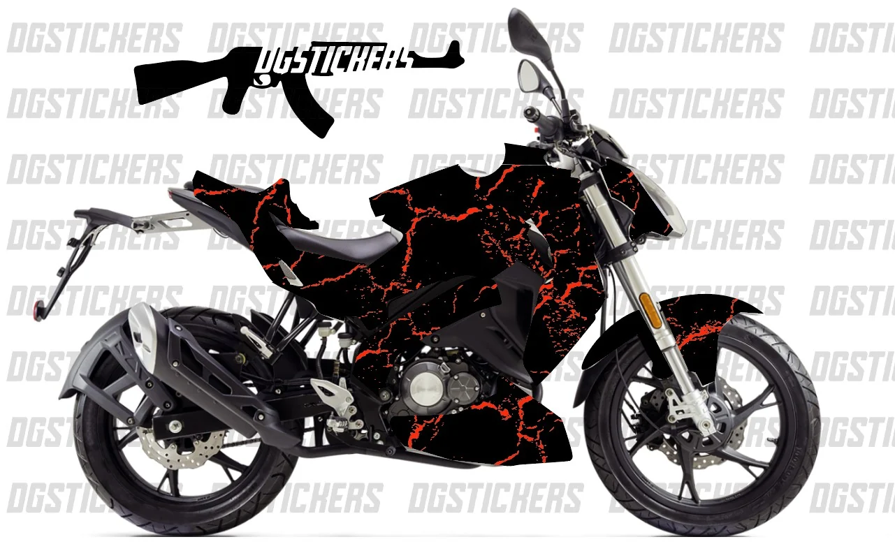 Benelli 125S 2020-2024 Craked Kırmızı-Siyah kaplama seti detay görseli 2