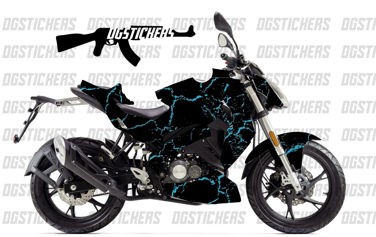 Benelli 125S 2020-2024 Craked Mavi-Siyah kaplama seti detay görseli 3
