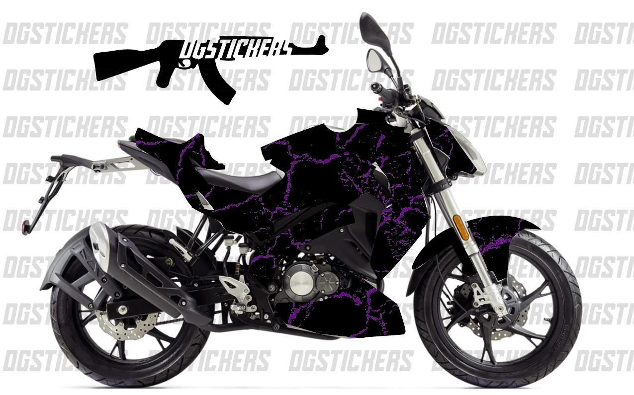 Benelli 125S 2020-2024 Craked Mor-Siyah kaplama seti detay görseli 4