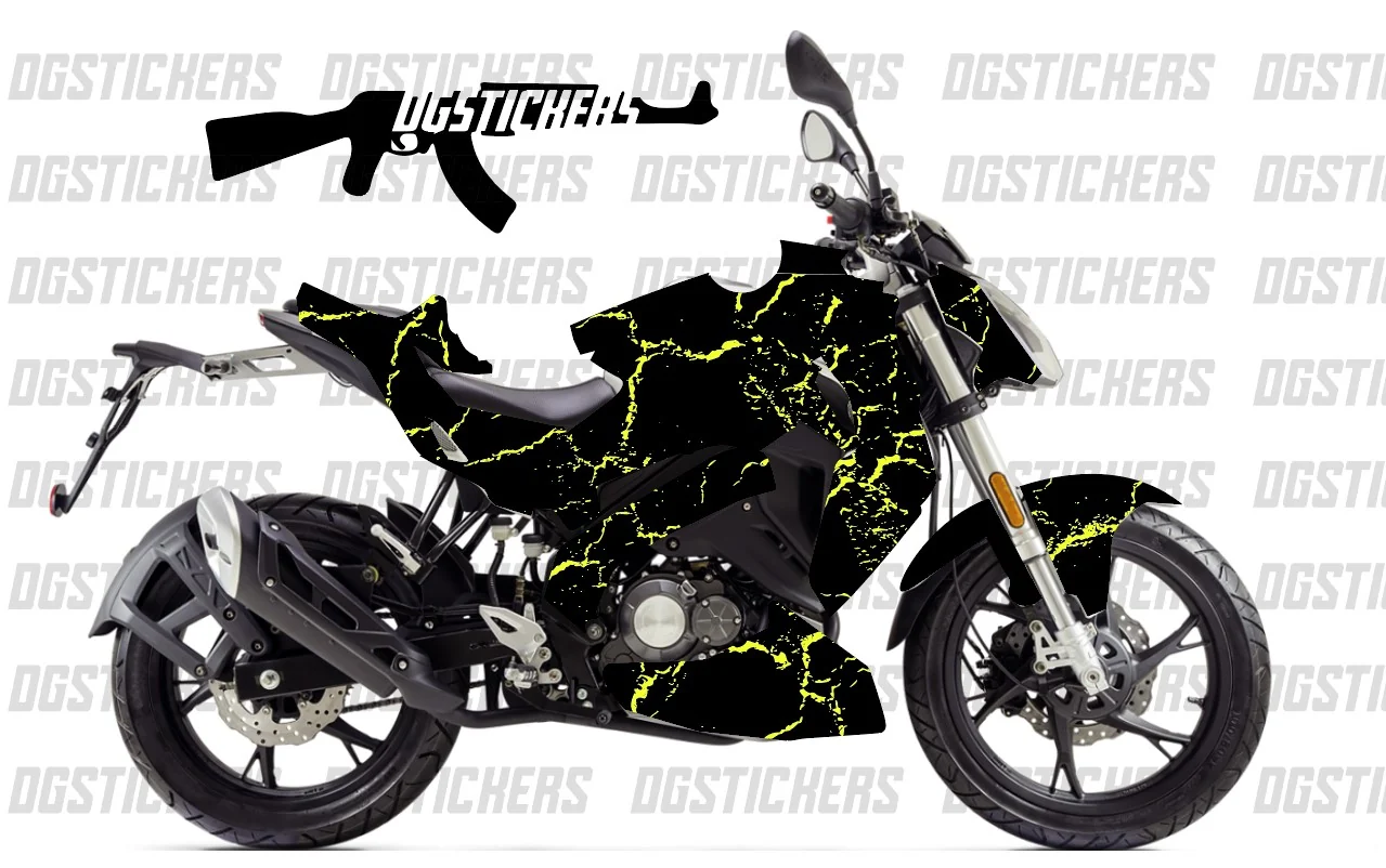 Benelli 125S 2020-2024 Craked Sarı-Siyah kaplama seti detay görseli 6