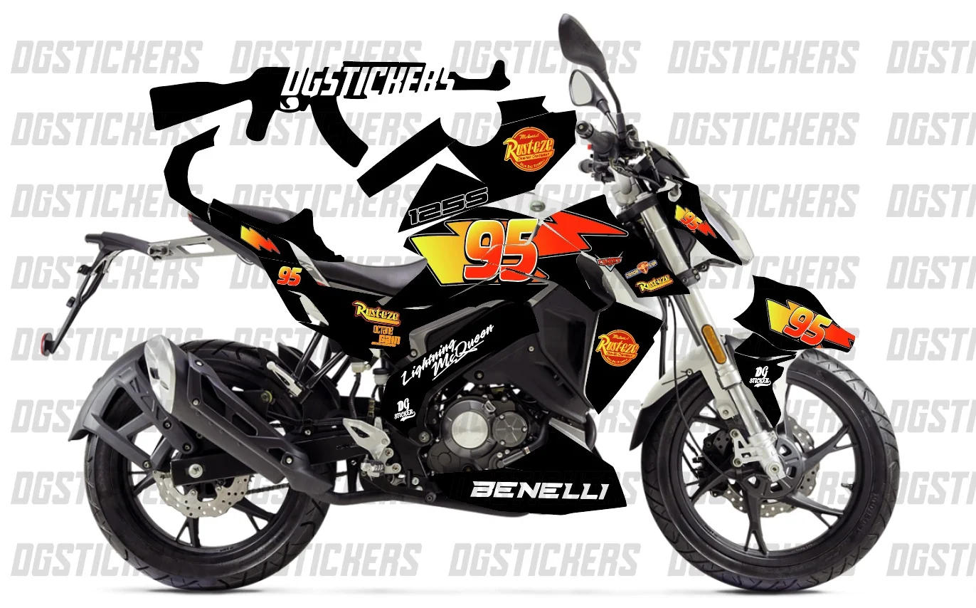 Benelli 125S 2020-2024 Şimşek Mcqueen Siyah kaplama seti detay görseli 2