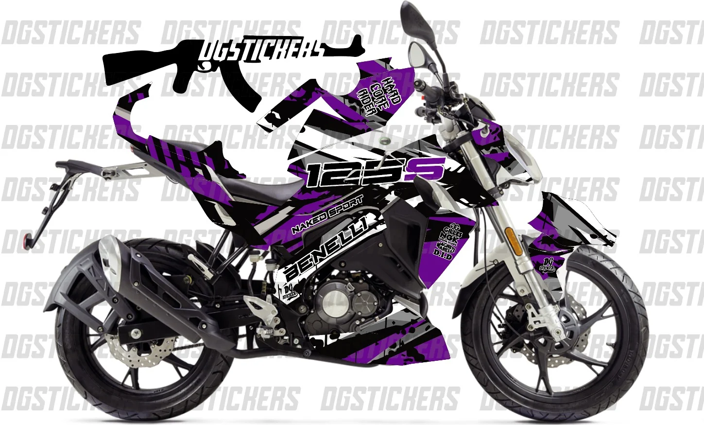 Benelli 125S 2020-2024 Sport Design Mor-Siyah kaplama seti detay görseli 3