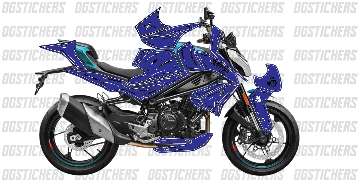 CFMOTO 450NK 2023-2026 Cartoon Effect Mavi kaplama seti detay görseli 3
