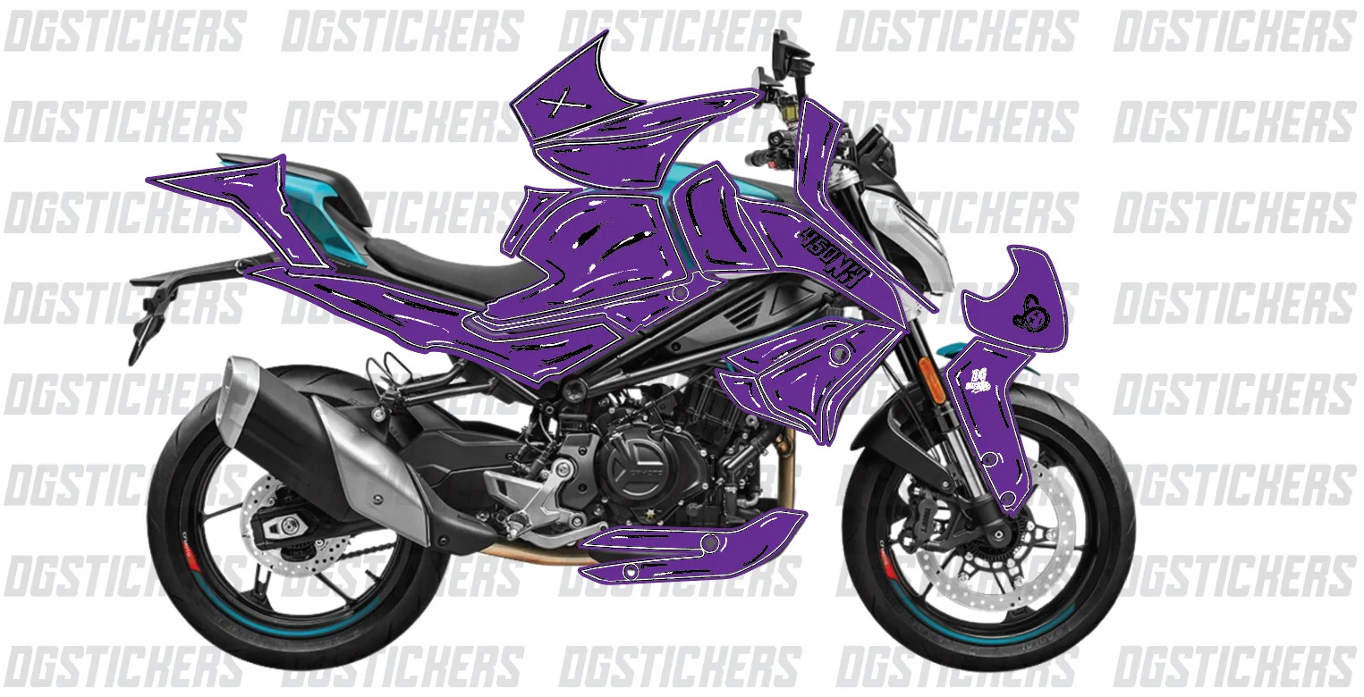 CFMOTO 450NK 2023-2026 Cartoon Effect Mor kaplama seti detay görseli 4