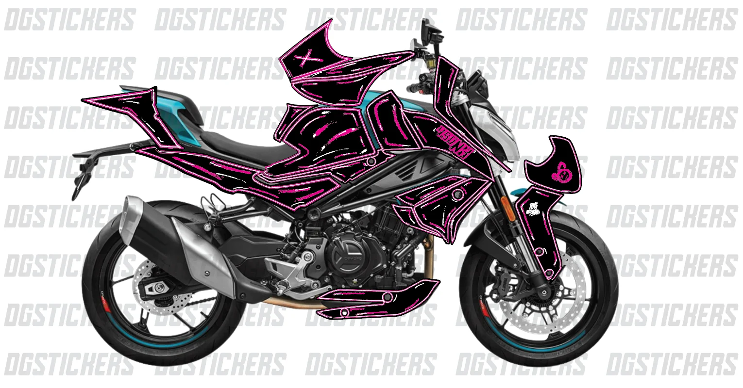 CFMOTO 450NK 2023-2026 Cartoon Effect Pembe kaplama seti detay görseli 5