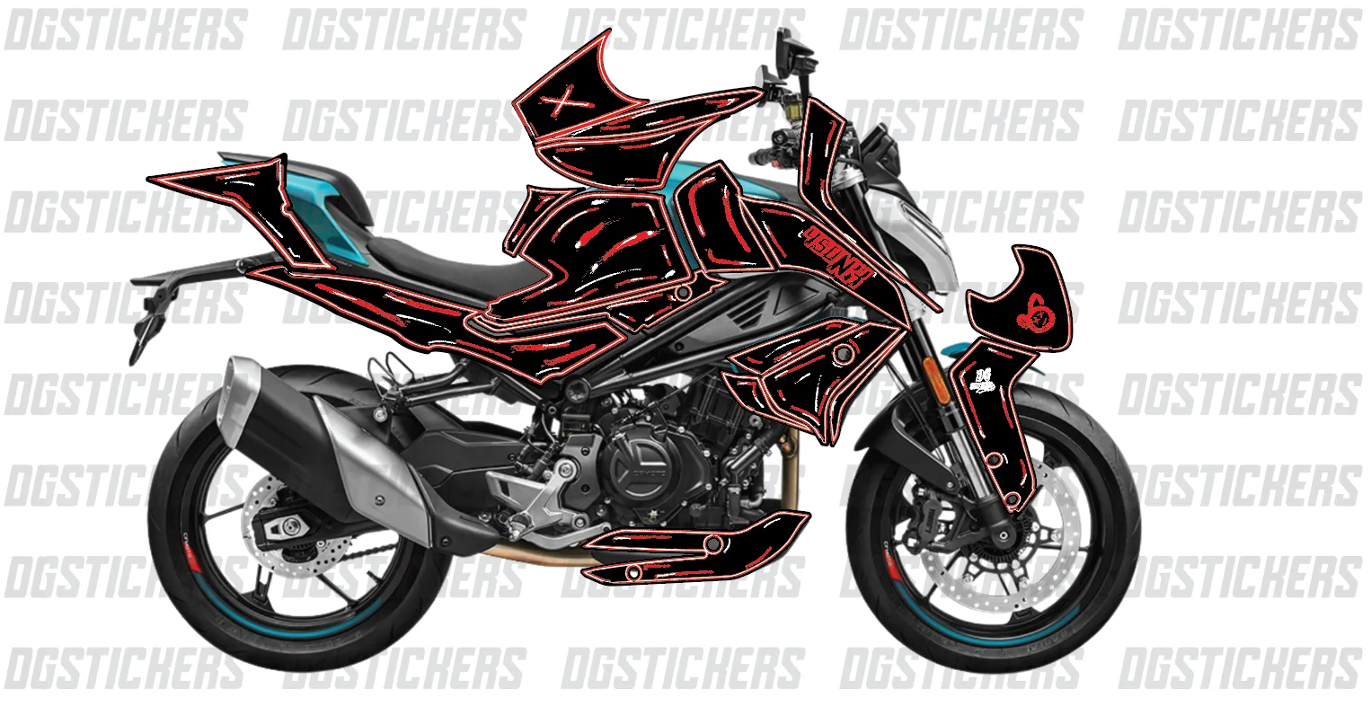 CFMOTO 450NK 2023-2026 Cartoon Effect Siyah-Kırmızı kaplama seti detay görseli 7