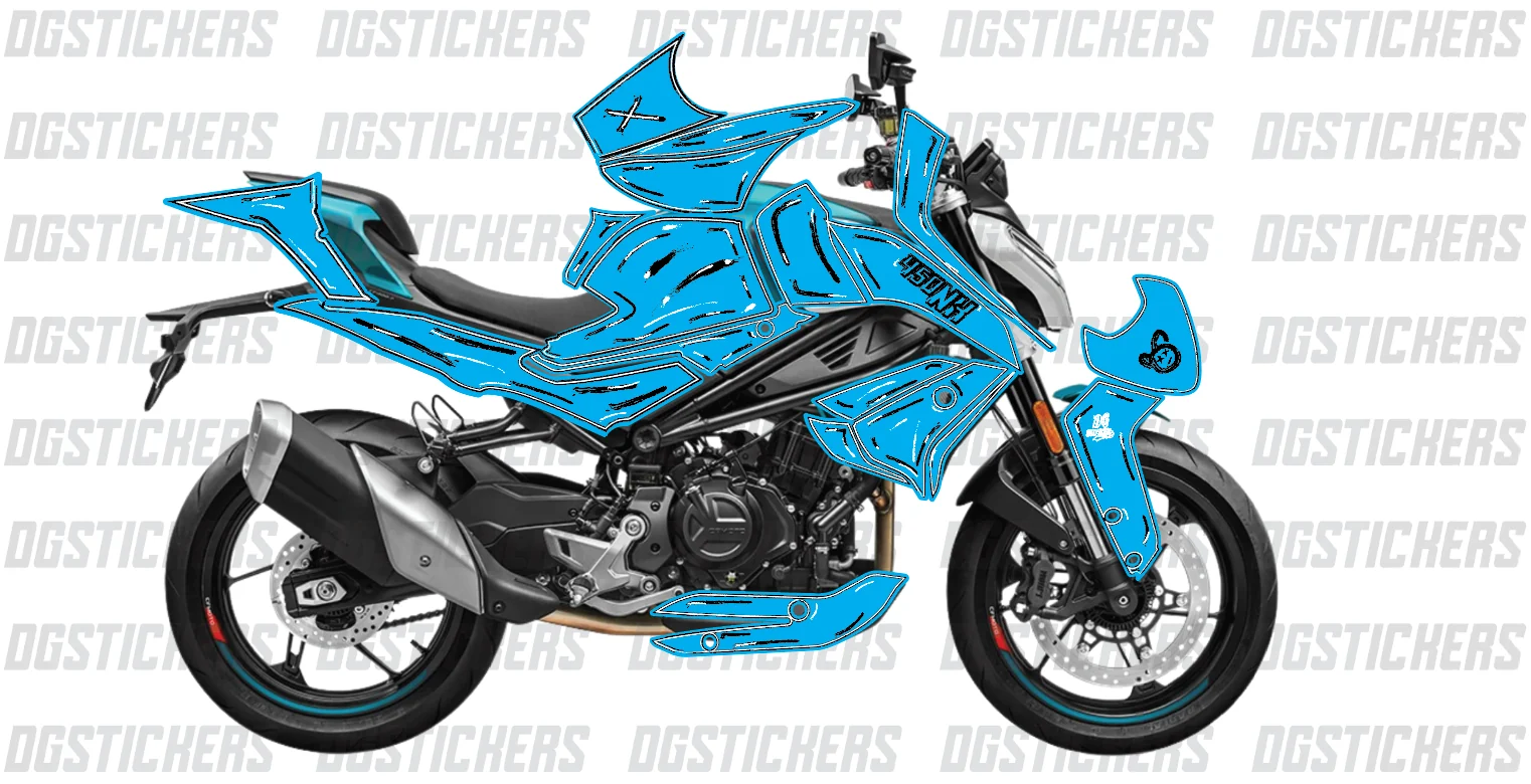 CFMOTO 450NK 2023-2026 Cartoon Effect Turkuaz kaplama seti detay görseli 8