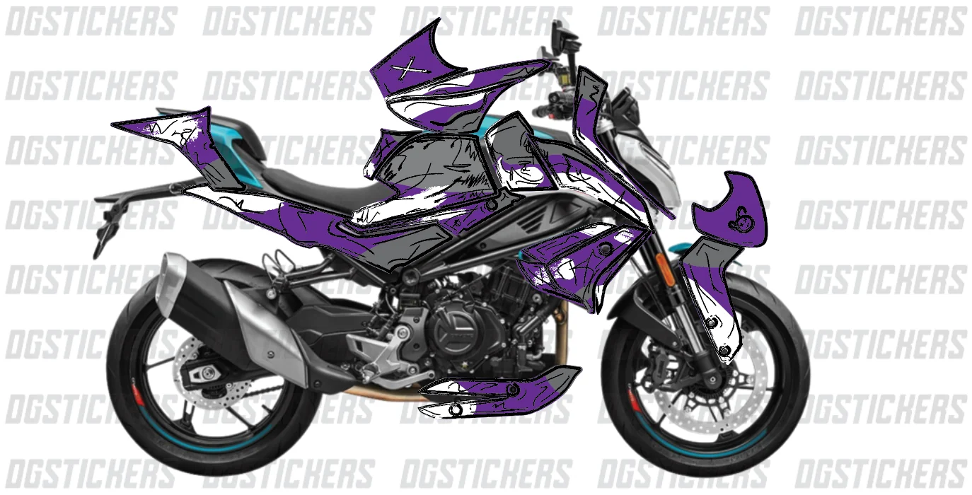 CFMOTO 450NK 2023-2026 Cartoon Effect V2 Mor kaplama seti detay görseli 4