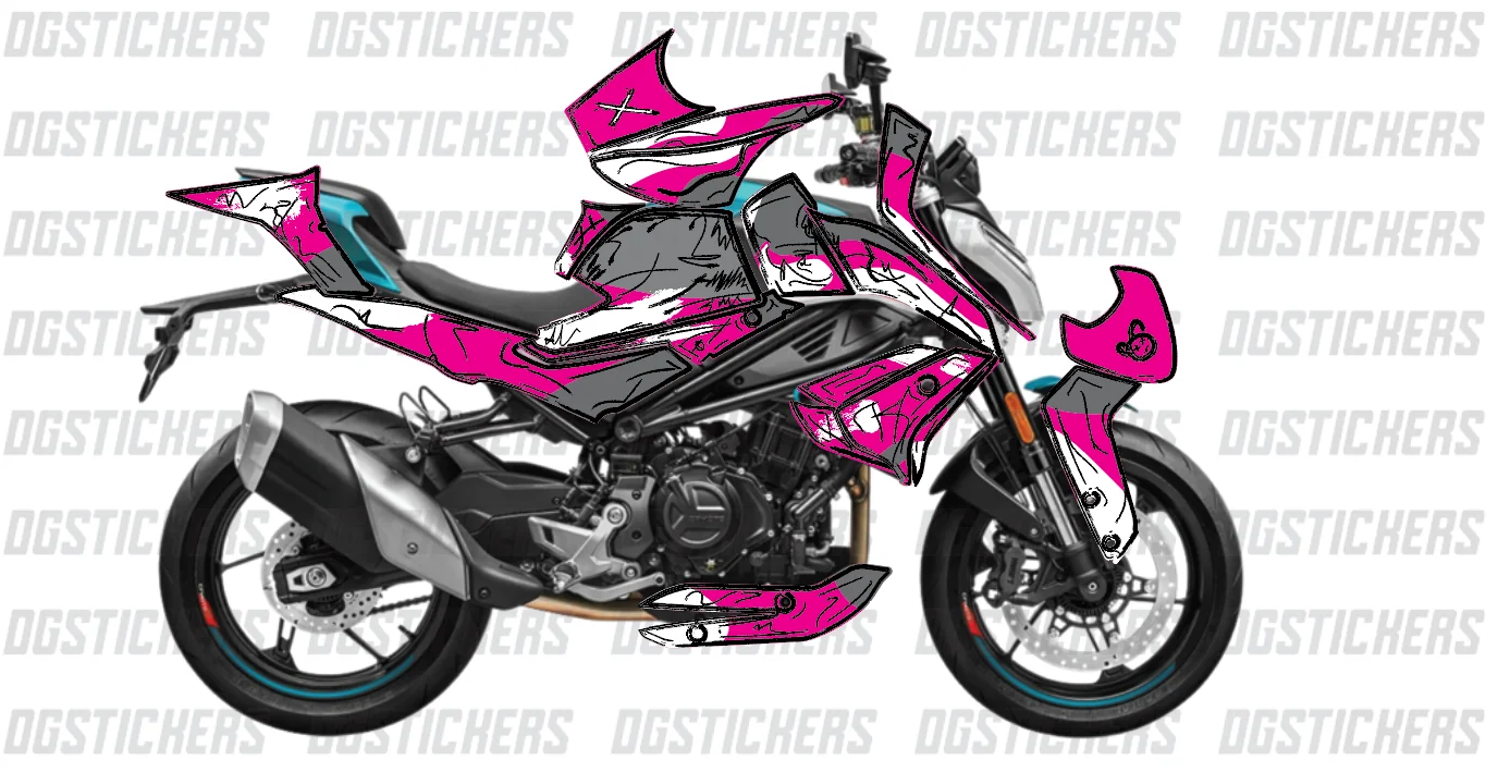 CFMOTO 450NK 2023-2026 Cartoon Effect V2 Pembe kaplama seti detay görseli 5