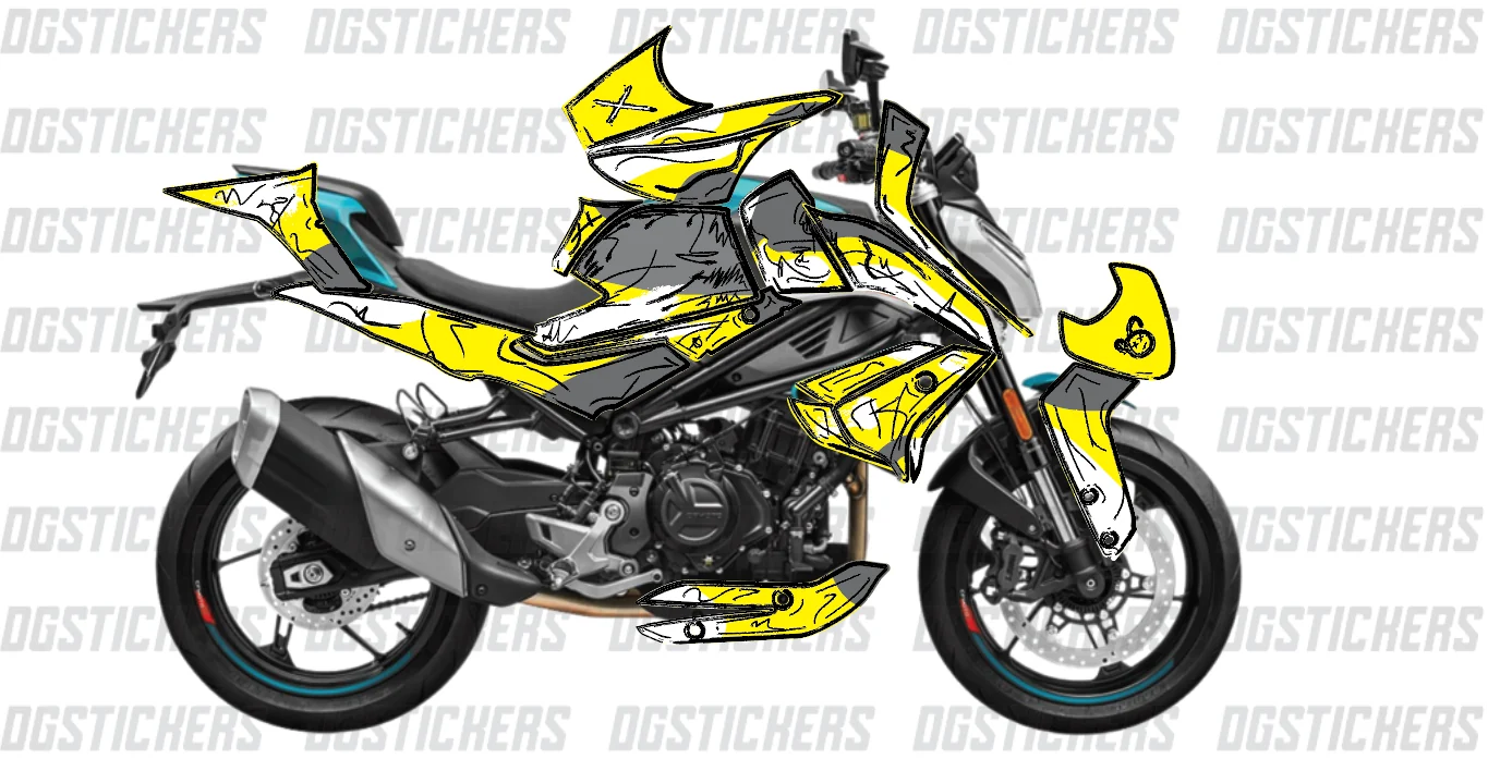 CFMOTO 450NK 2023-2026 Cartoon Effect V2 Sarı kaplama seti detay görseli 6