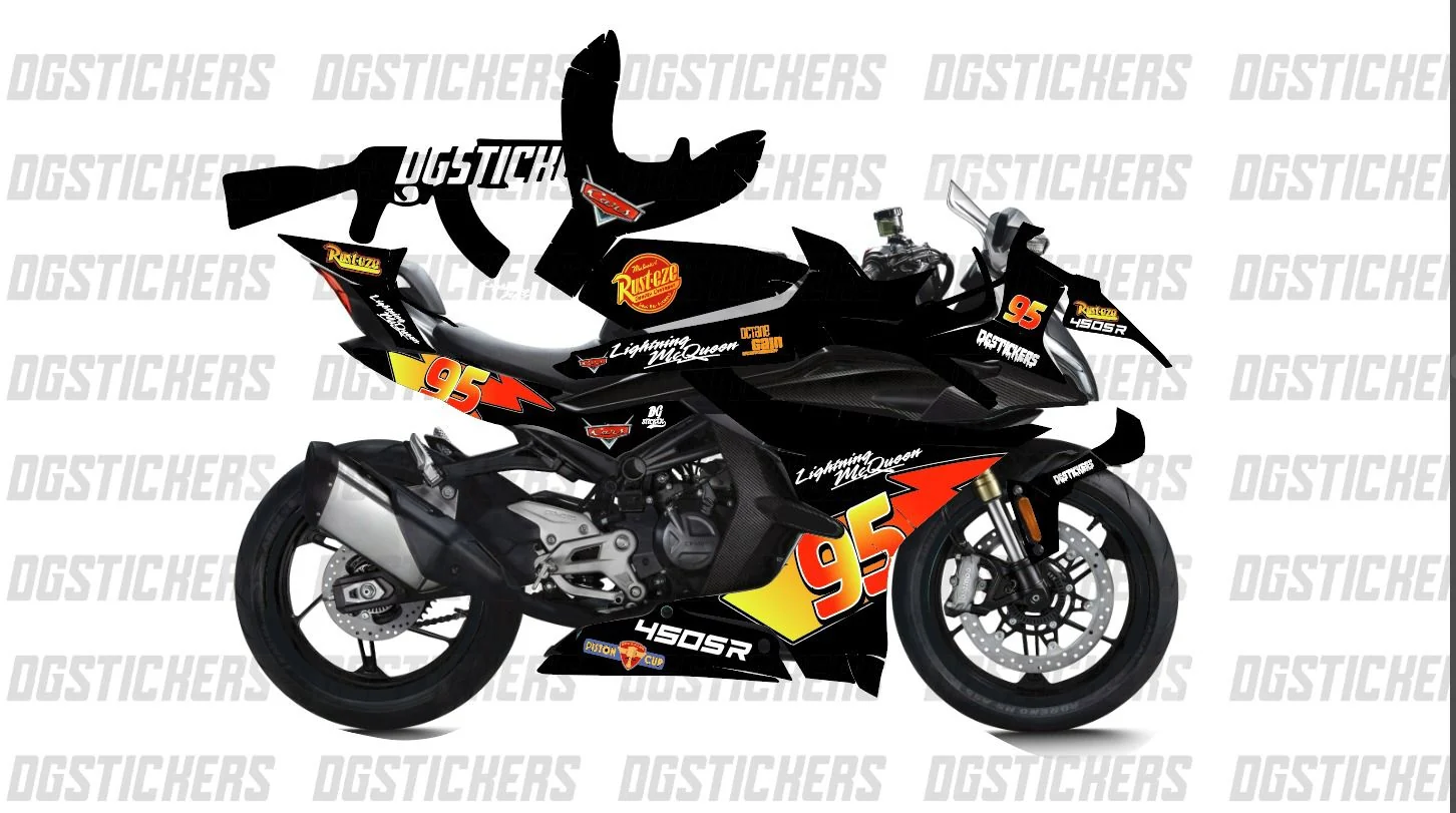 CFMOTO 450SR 2022-2025 Şimşek Mcqueen Siyah kaplama seti detay görseli 2