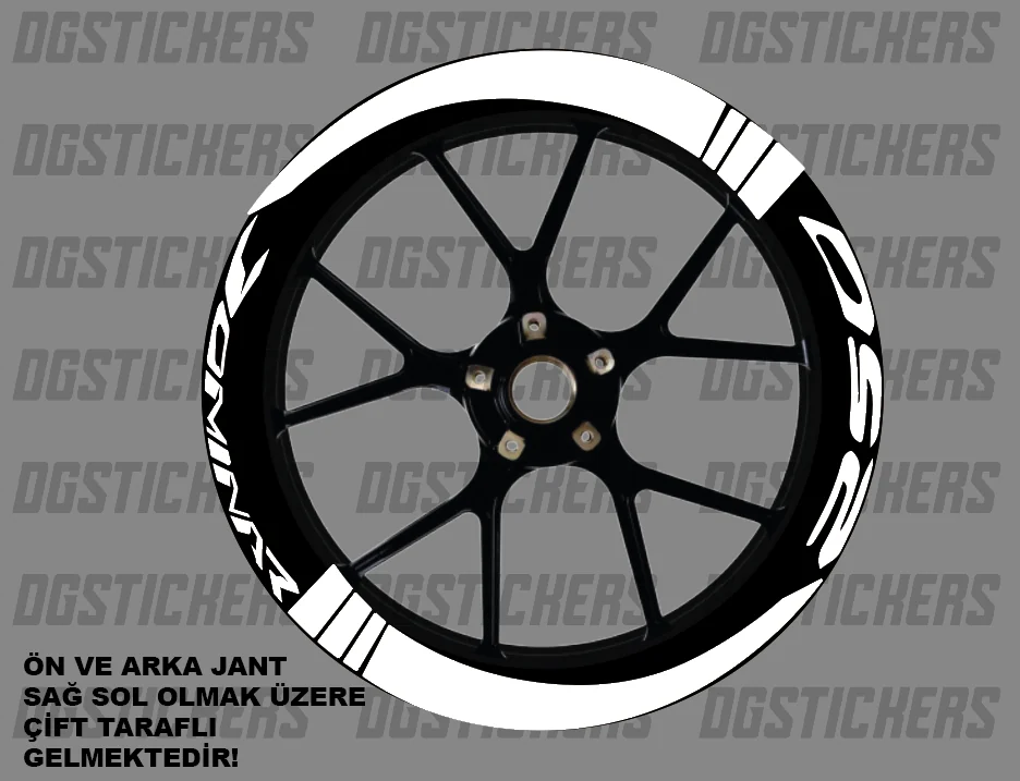 Bajaj Dominar 250 Standart Beyaz jant sticker seti