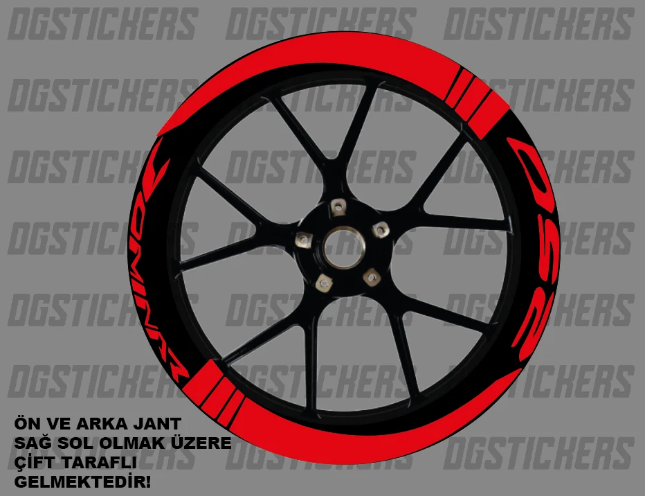 Bajaj Dominar 250 Standart Kırmızı jant sticker seti detay görseli 11