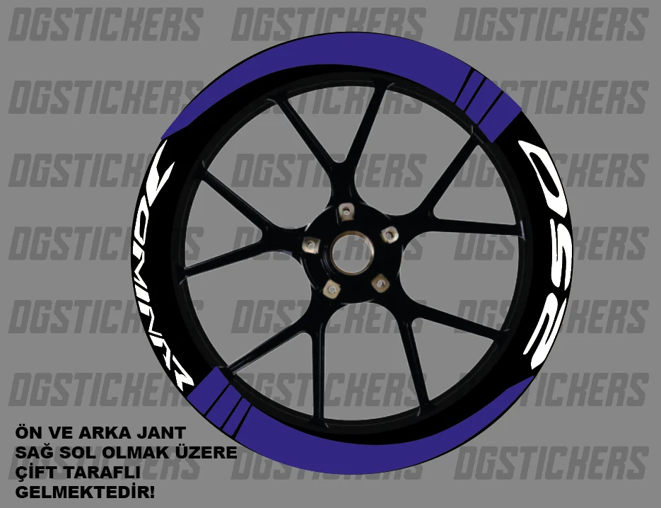 Bajaj Dominar 250 Standart Mavi-Beyaz jant sticker seti detay görseli 18