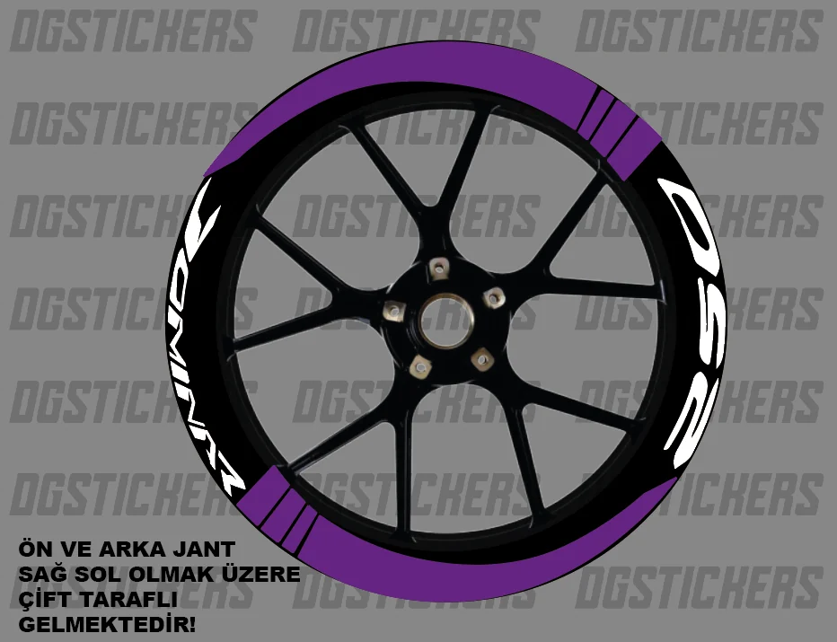 Bajaj Dominar 250 Standart Mor-Beyaz jant sticker seti detay görseli 21