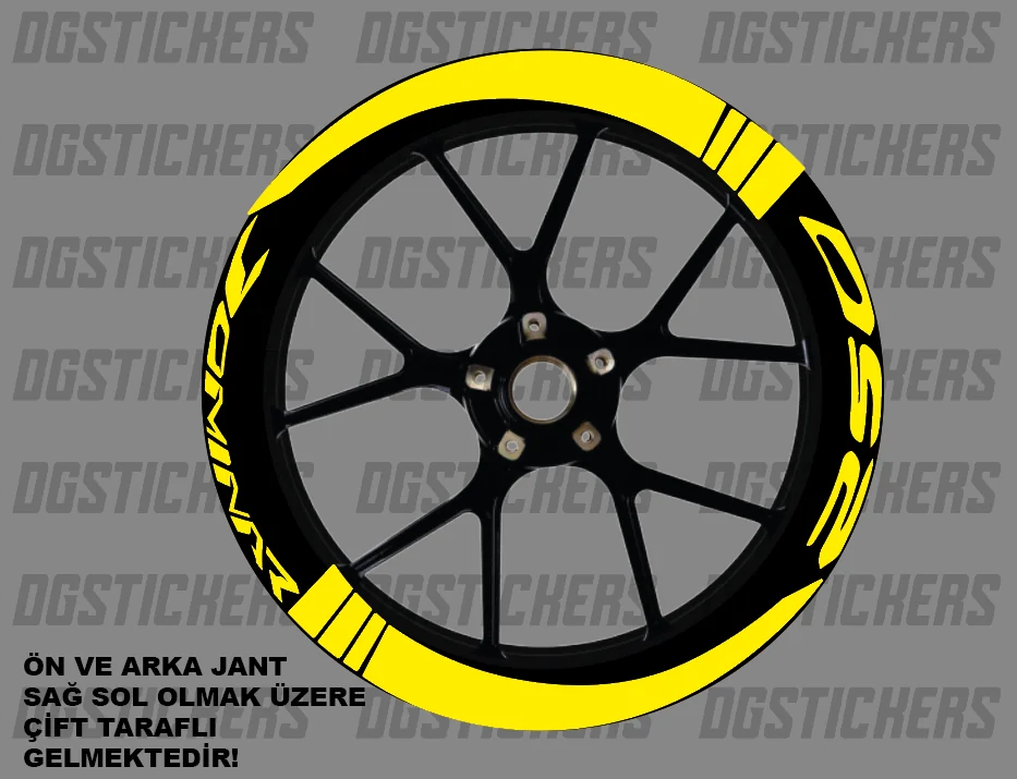 Bajaj Dominar 250 Standart Sarı jant sticker seti detay görseli 24