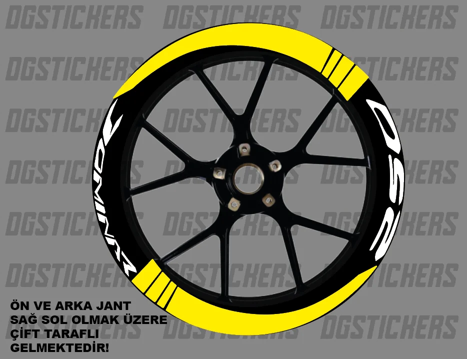 Bajaj Dominar 250 Standart Sarı-Beyaz jant sticker seti detay görseli 25
