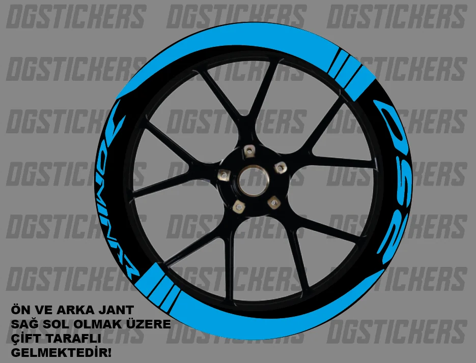 Bajaj Dominar 250 Standart Turkuaz jant sticker seti detay görseli 28