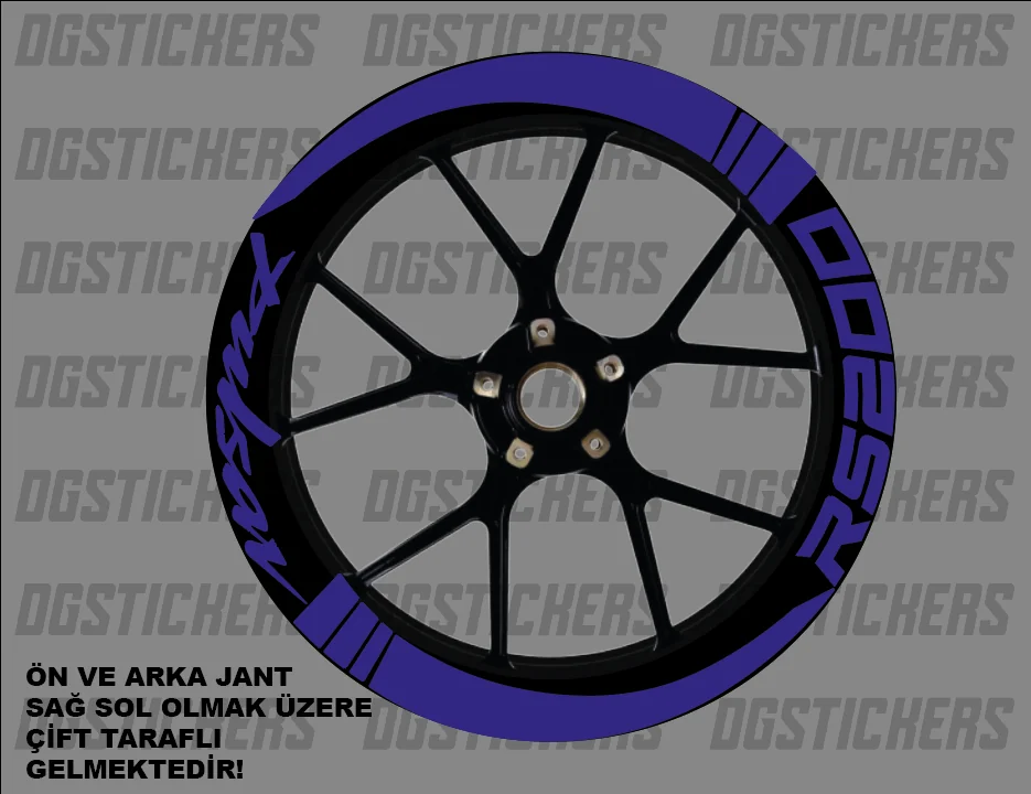 Bajaj Pulsar RS200 Standart Mavi jant sticker seti detay görseli 9