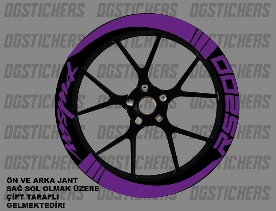 Bajaj Pulsar RS200 Standart Mor jant sticker seti detay görseli 11