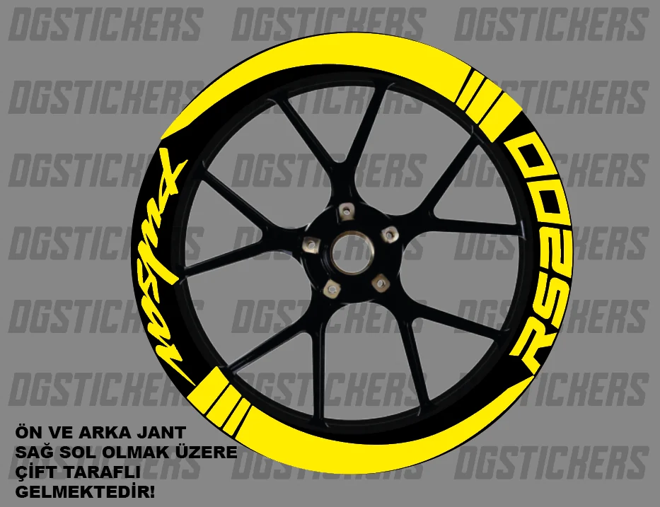 Bajaj Pulsar RS200 Standart Sarı jant sticker seti detay görseli 13