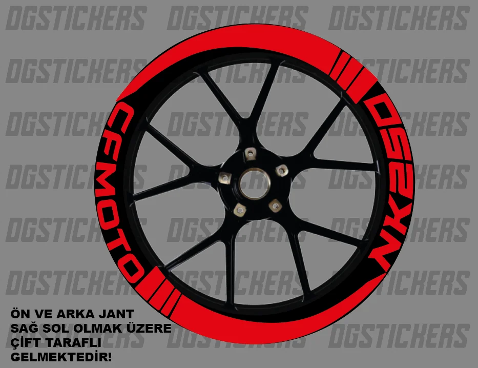 CFMOTO 250NK Standart Kırmızı jant sticker seti detay görseli 7