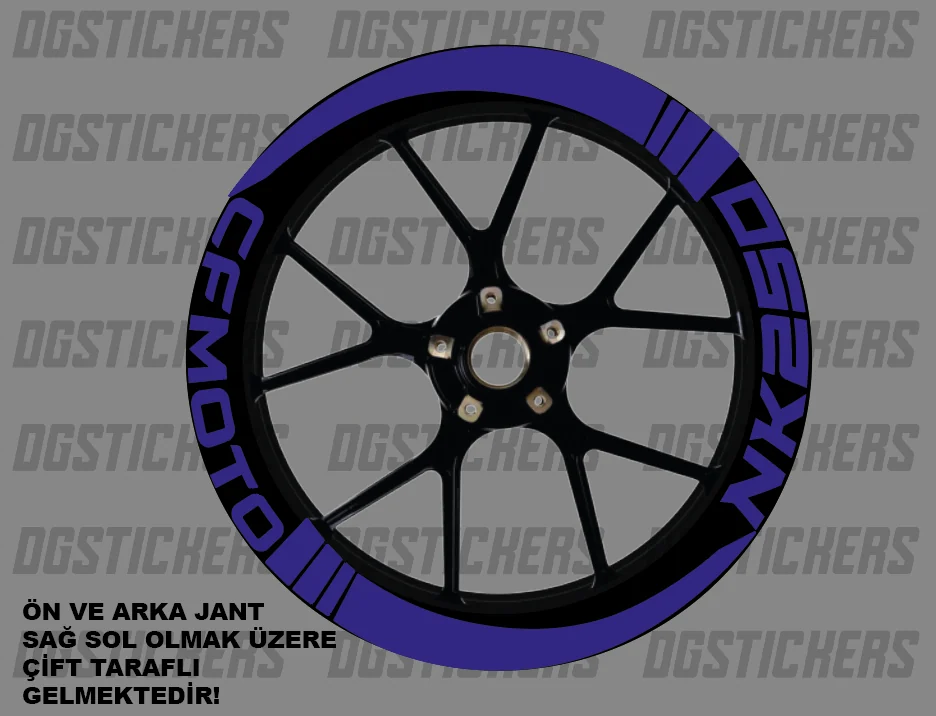 CFMOTO 250NK Standart Mavi jant sticker seti detay görseli 9