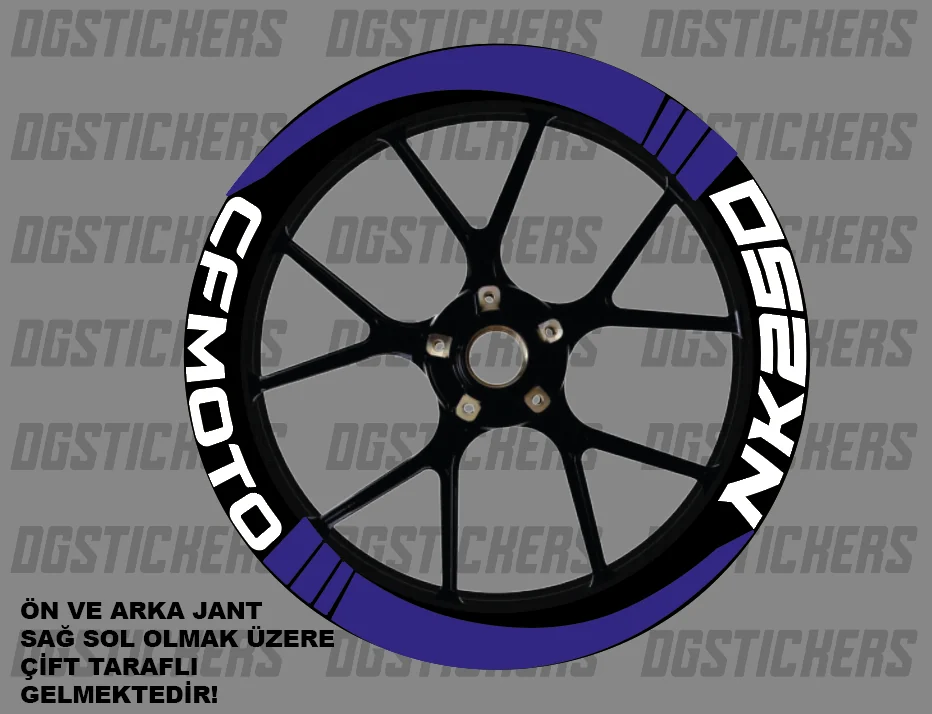 CFMOTO 250NK Standart Mavi-Beyaz jant sticker seti detay görseli 10