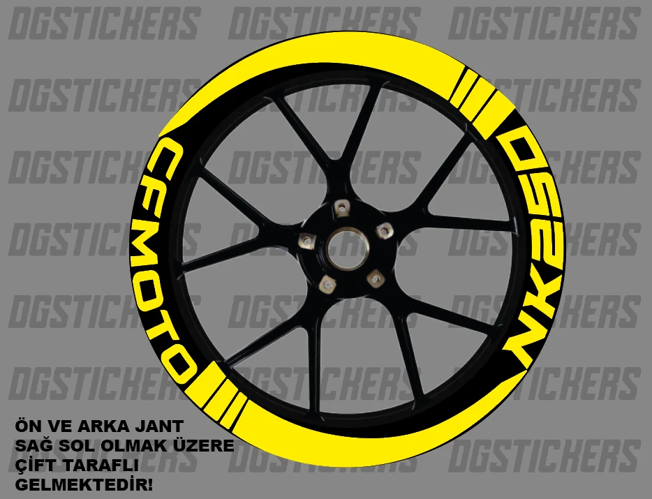 CFMOTO 250NK Standart Sarı jant sticker seti detay görseli 13