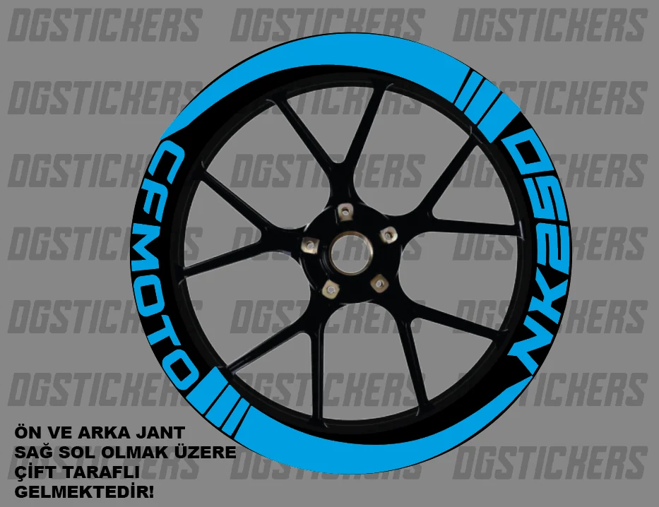 CFMOTO 250NK Standart Turkuaz jant sticker seti detay görseli 15