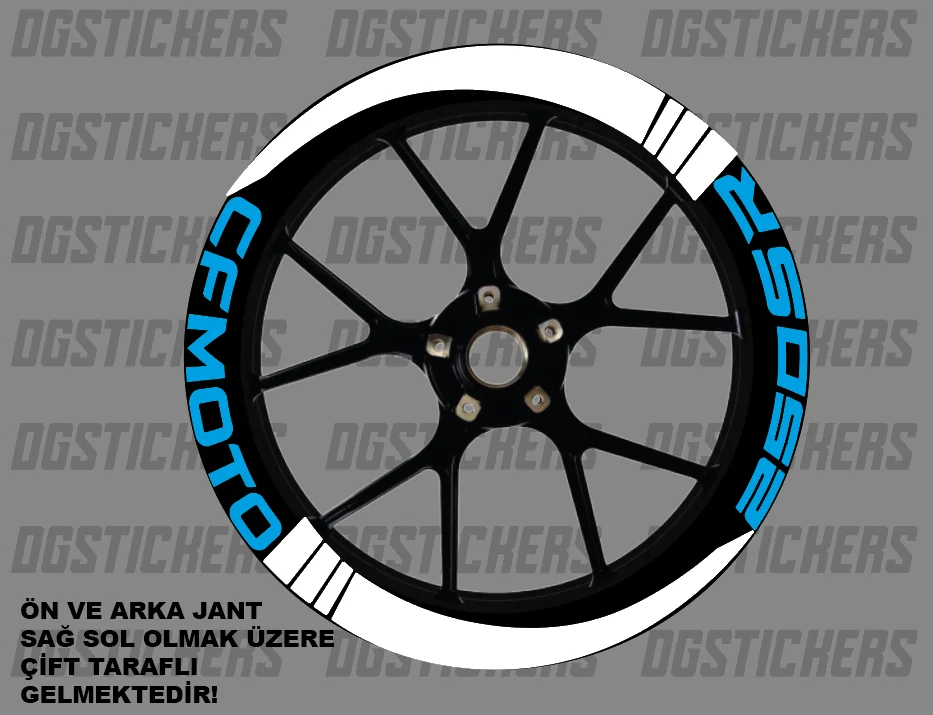 CFMOTO 250SR Standart Beyaz-Turkuaz jant sticker seti detay görseli 6