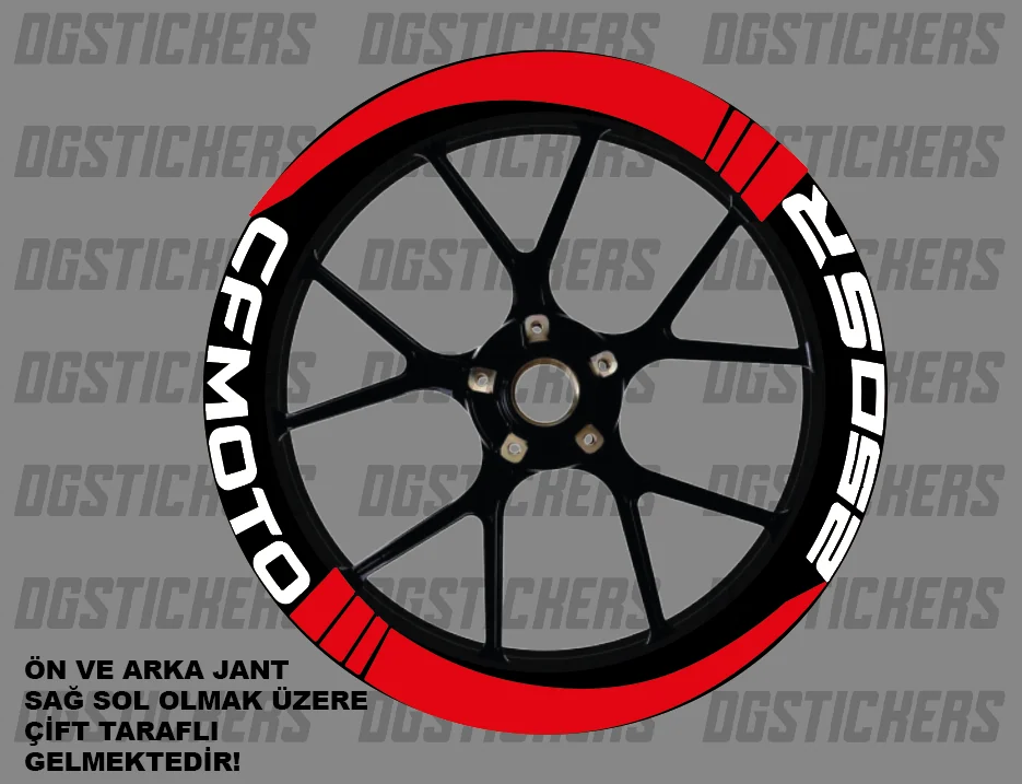CFMOTO 250SR Standart Kırmızı-Beyaz jant sticker seti detay görseli 8