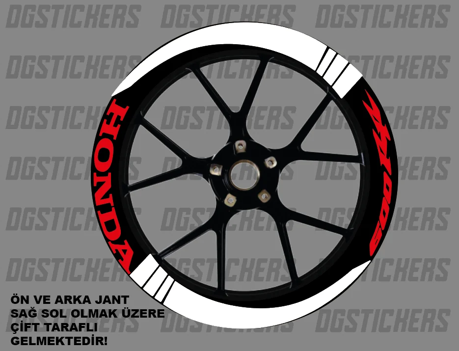 Honda CBR 600RR Standart Beyaz-Kırmızı jant sticker seti detay görseli 2
