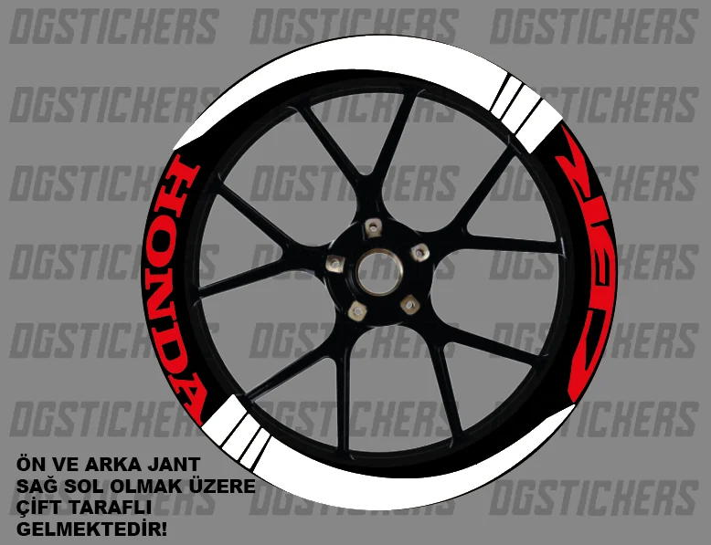 Honda CBR Standart Beyaz-Kırmızı jant sticker seti detay görseli 2
