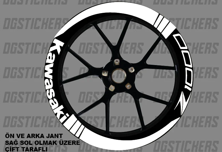 Kawasaki Z1000 Standart Beyaz jant sticker seti