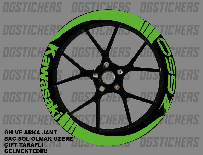 Kawasaki Z650 Standart Yeşil jant sticker seti detay görseli 3
