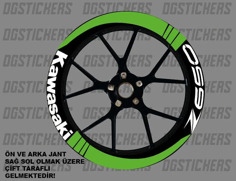 Kawasaki Z650 Standart Yeşil-Beyaz jant sticker seti detay görseli 4